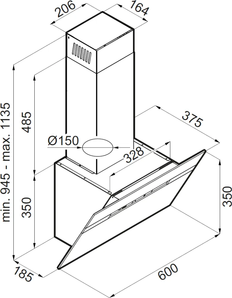 Image Angled Chimney Hood KOS6050WHG