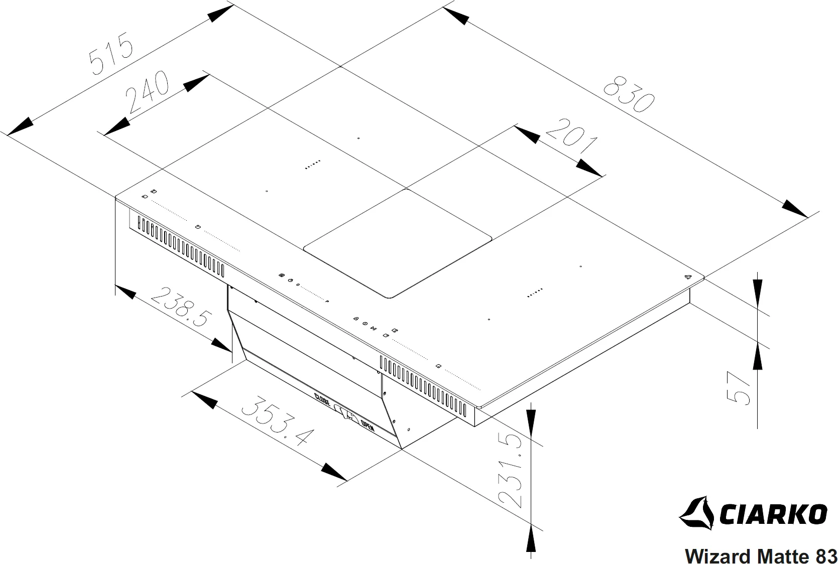 Image Induction hob with integrated extractor CDB8303M  WizardMatte 83