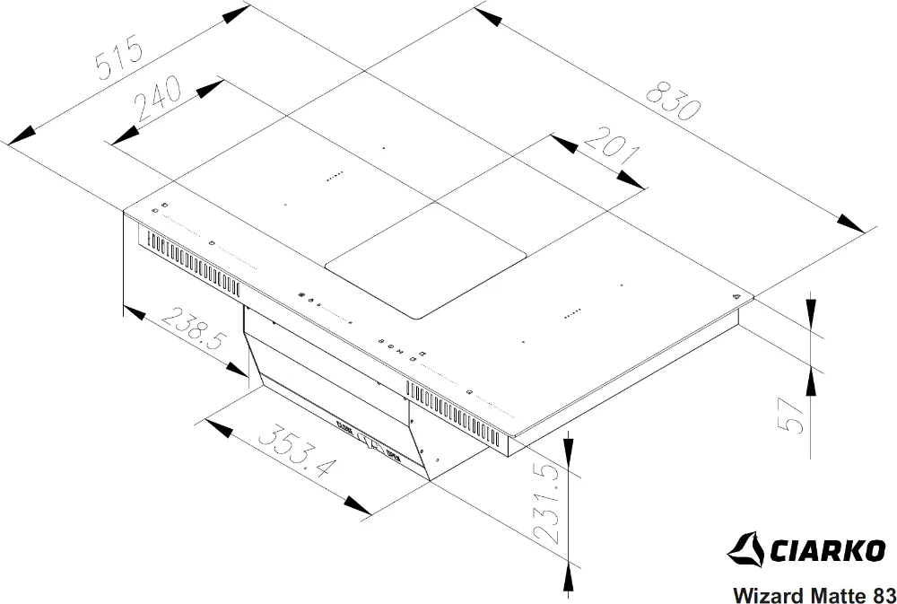 Image Induction hob with integrated extractor CDB8303M  WizardMatte 83