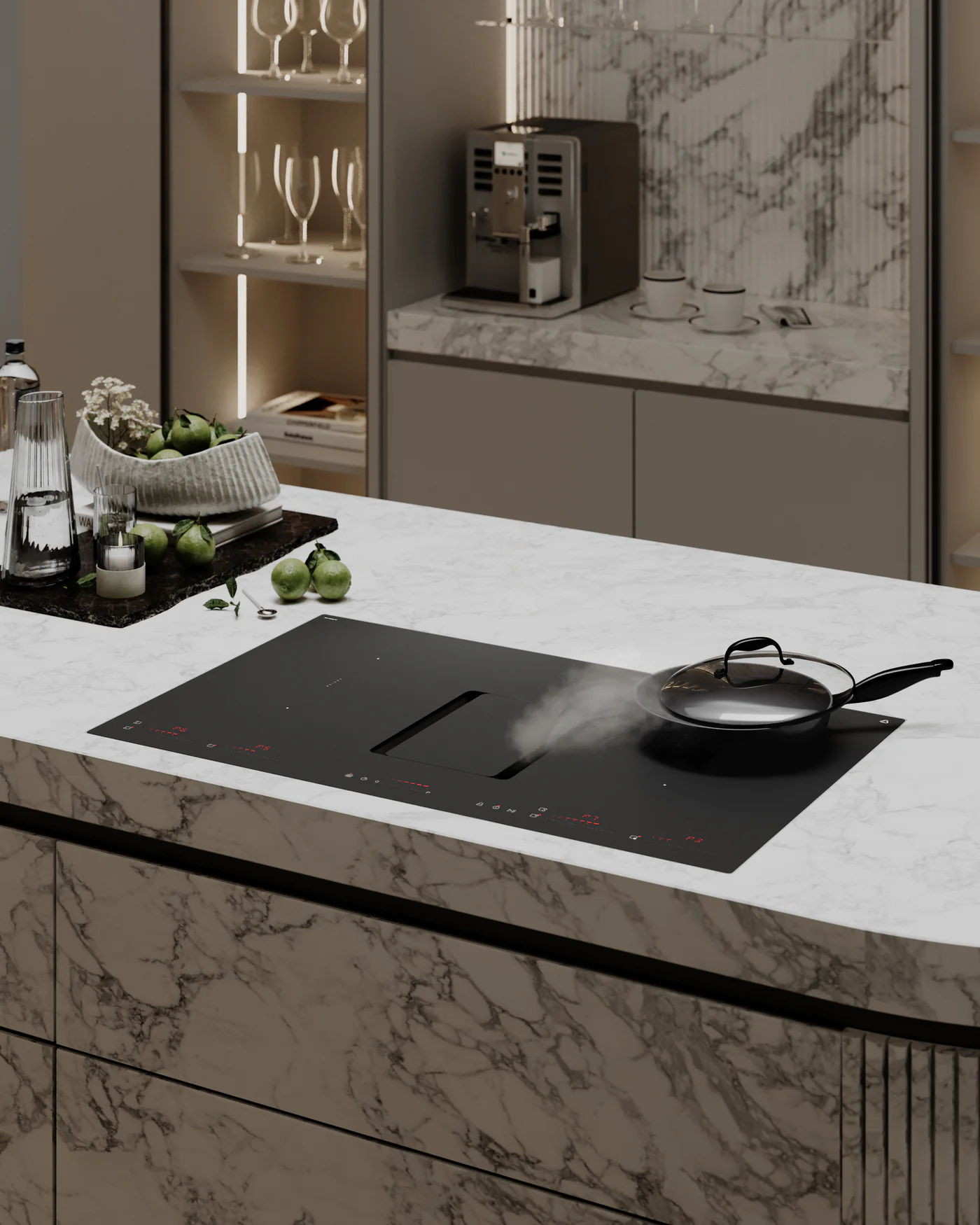 Image Induction hob with integrated extractor CDB8303M  WizardMatte 83