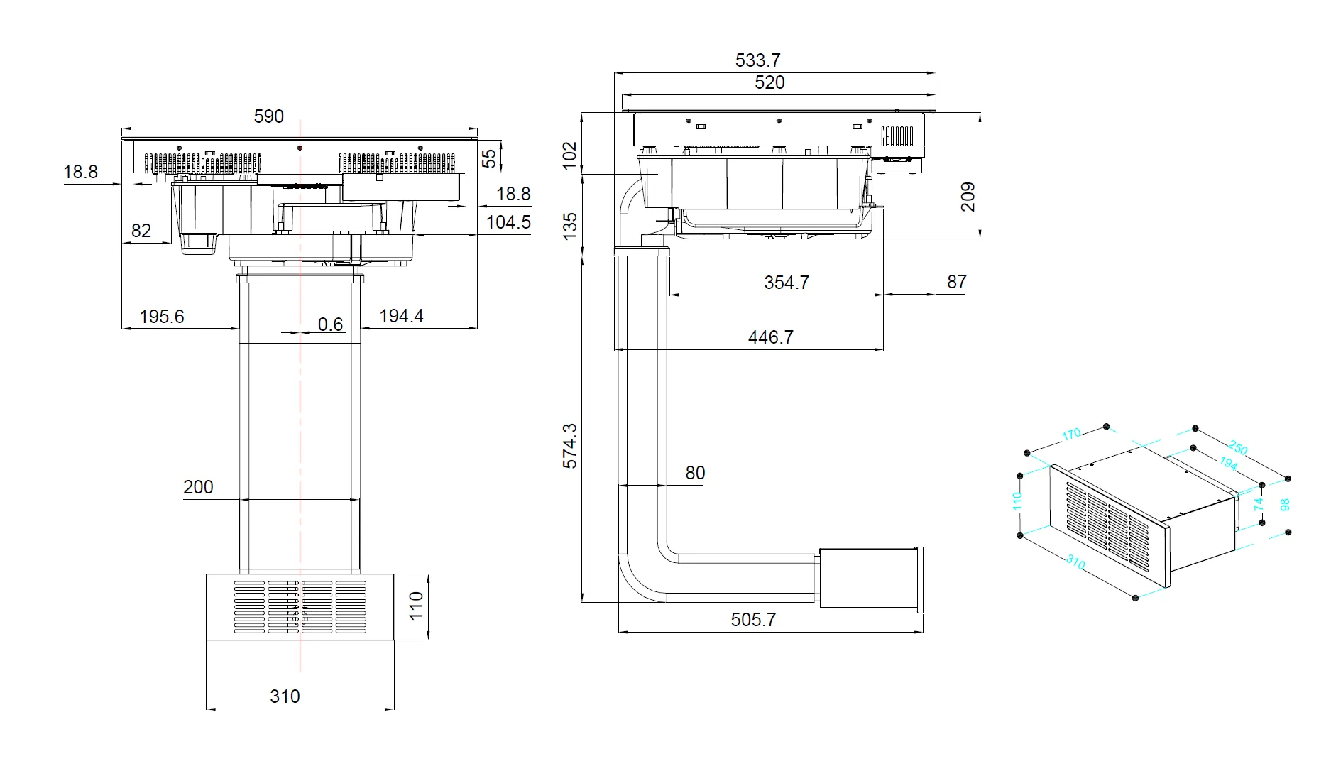 Image Induction hob with integrated extractor hood KHI6000B