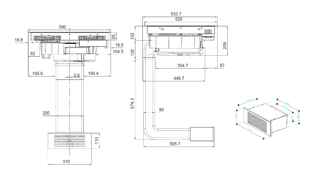 Image Induction hob with integrated extractor hood KHI6000B