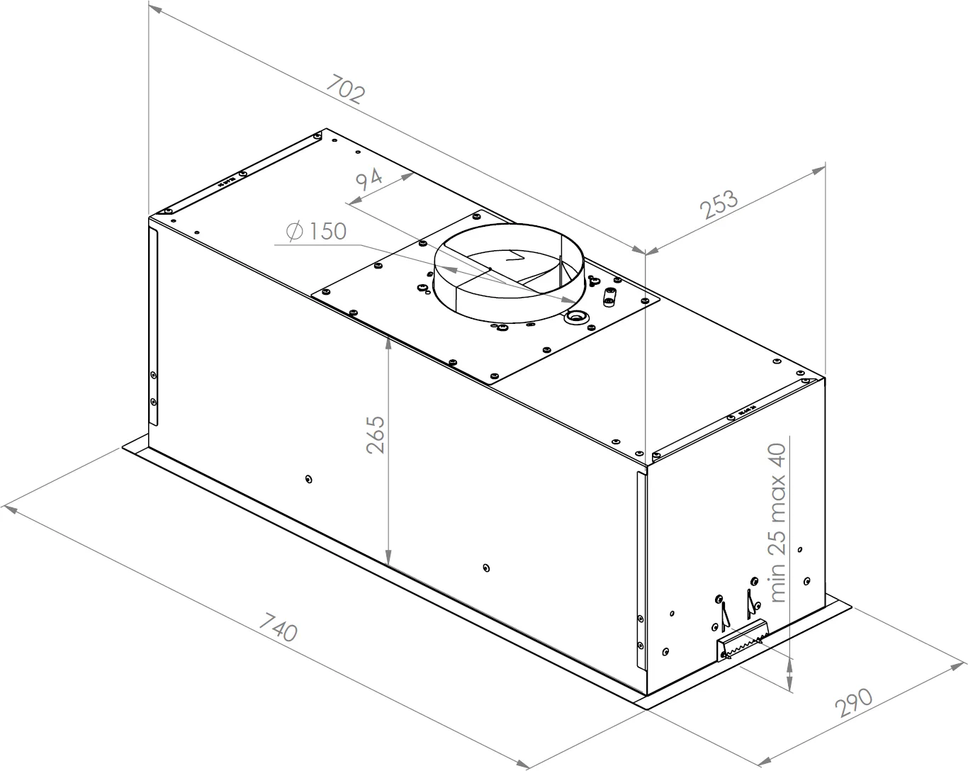 Image Built-in hood Duo 74 Black (CDZ7405C)