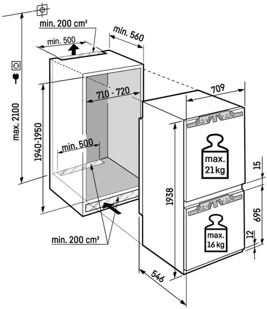 Image Built-In Refrigerator ICNc 7603 pure NoFrost